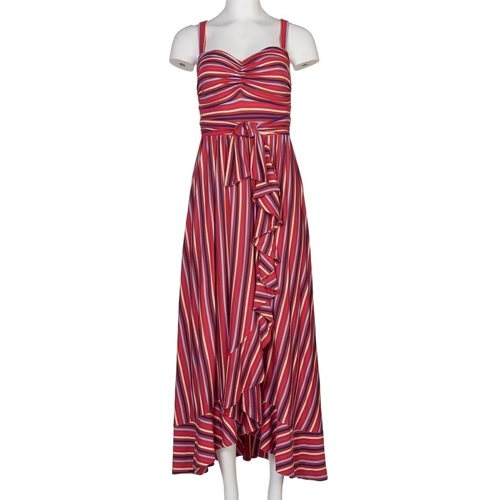 Anthropologie Maeve Pink Striped Gabriela Ruffle Dress XS - Picture 5 of 16